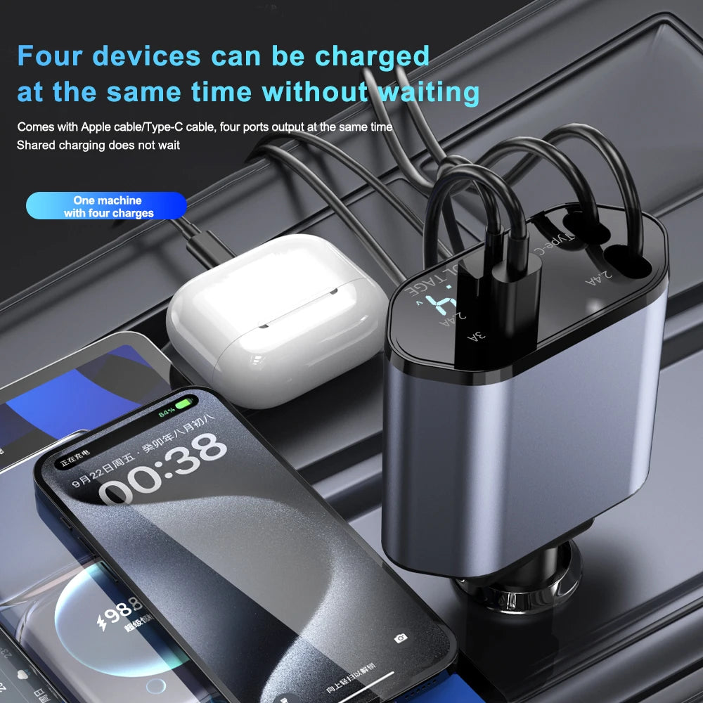 4-in-1 Wired Car Charger